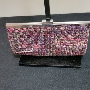 Steve Madden Pink and Purple Tweed Clutch